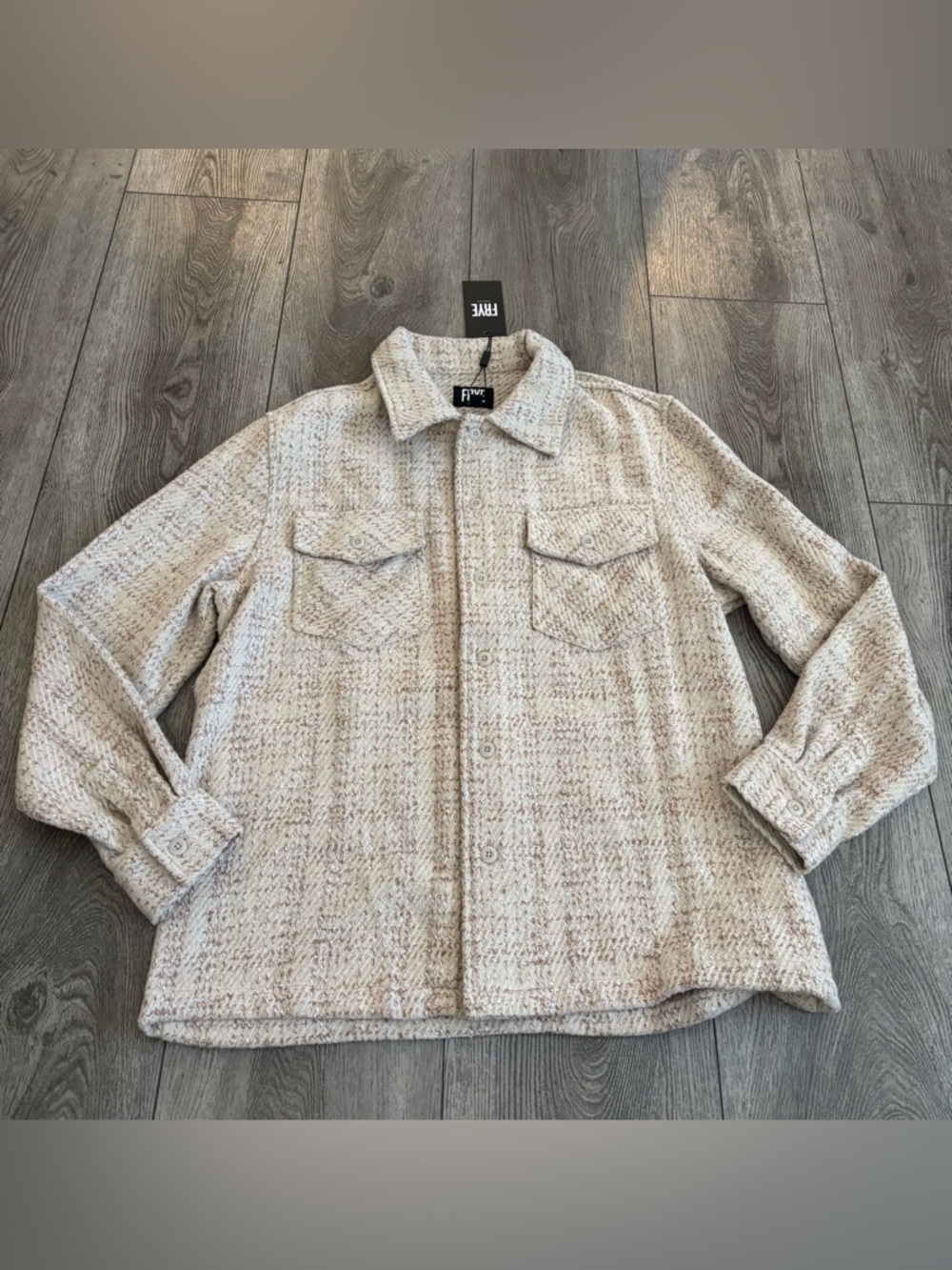 Frye Cream and Tan Tweed Shacket